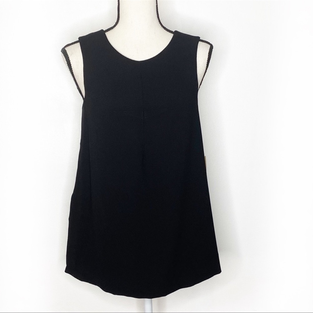 NWT RACHEL ROY Black Crepe Sleeveless Suit Blouse XS